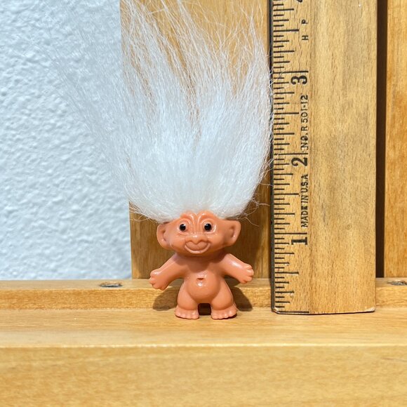 Vintage DAM THINGS Troll Doll Pencil Topper Hong Kong White Hair - Picture 7 of 7